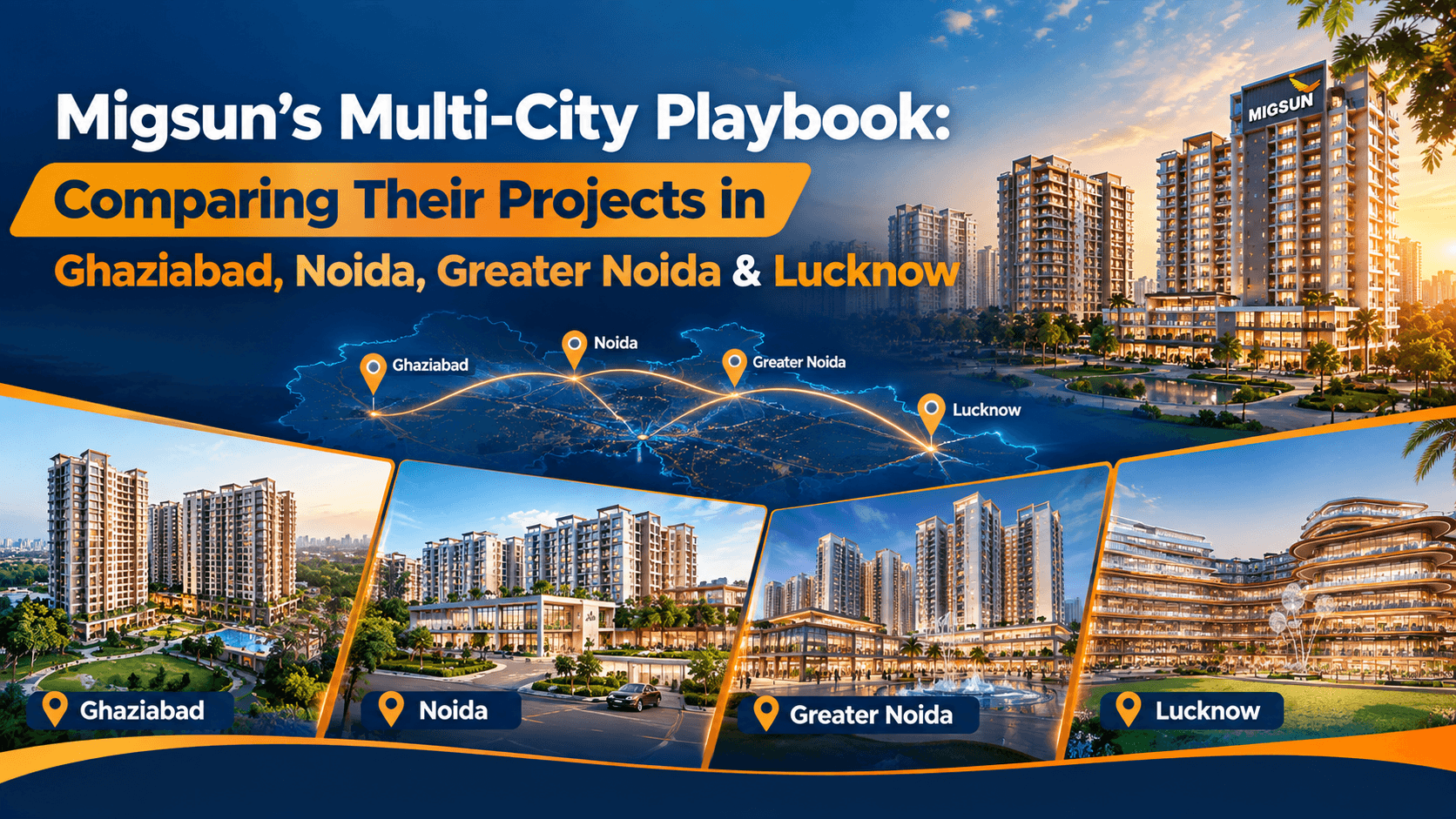 Migsun’s Multi-City Playbook Comparing Their Projects in Ghaziabad, Noida, Greater Noida & Lucknow